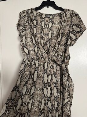 Venus Snake Print Wrap Jumpsuit- Taupe/Black